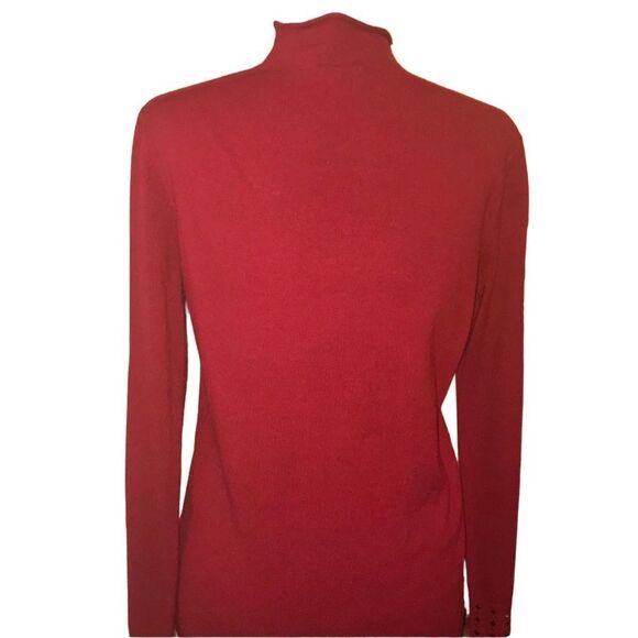 Vila Milano Red Beaded Turtleneck Sweater Size Large - Picture 3 of 6